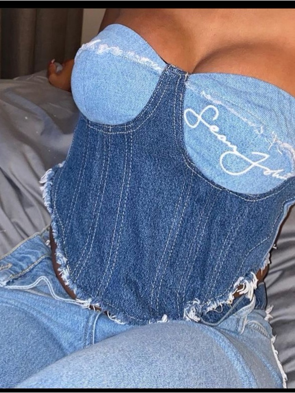 Missguided Sean John Denim Corset Top